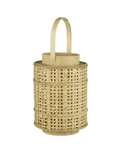 Lygte m/glasindsats og hank lige sider bambusflet åbning Ø:14 cm