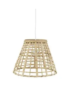 Hængelampe bambusskærm skrå åben flet ledning L:150 cm