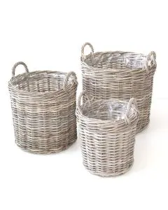 Plantekurv sæt Rattan 3stk - Rund