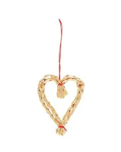 Hjerte t/ophæng natur/rød