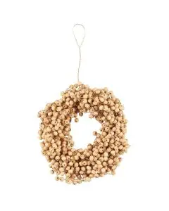 Krans m/træperler håndlavet indvendig Ø6cm - Natur