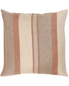 Pudebetræk 50x50cm beige m/brune og rustfarvede striber