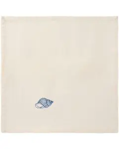 Ib Laursen Stofserviet Atlantis m/blå konkylie - Butter cream