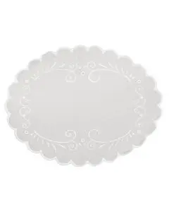 Brødserviet oval hvid m/broderi