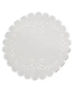 Brødserviet rund hvid m/broderi