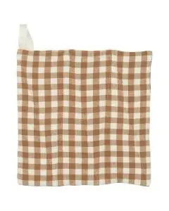 Grydelap Sebastian brun m/naturfarvede små tern