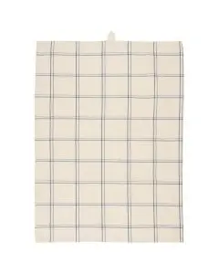 Viskestykke Ebbe natur m/mørkeblåt ternet mønster