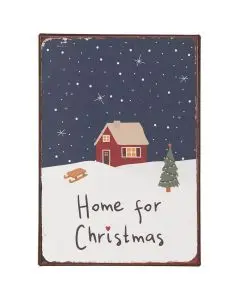 Metalskilt Home for Christmas stjernenat
