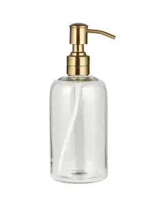 Sæbedispenser lille m/messingfarvet pumpe rustfrit stål