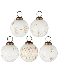 Julekugle hvid m/guldfarvet