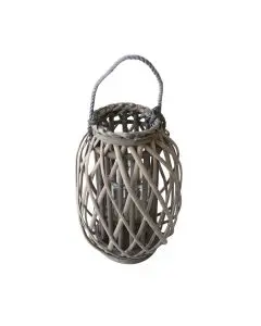 Aafod Lanterne Grå Flet Ø25cm H35cm m/Glasindsats & Hank