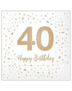 Sovie Frokostserviet 3-lags 20stk - Happy Birthday 40 år