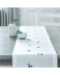 Langkilde & Søn bordløber m. blå blomster 30x175cm