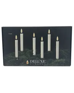 Deluxe LED Juletræslys Hvid m/holder - 6stk