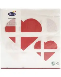 Duni serviet 33x33 3lags 20stk - Dansk Hjerte