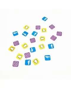 Sociale Medier Ikoner Bordpynt Flad Træ - 24stk