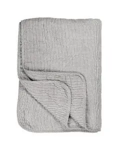 Quilt Tæppe Hvid m/mørkegrå striber