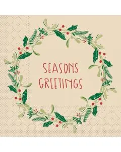 Mank 3-lags Serviet 24x24cm 150stk - Isabell Season s greeting