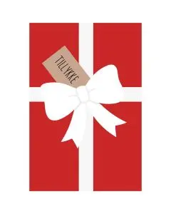 A7 Kort - Tillykkekort i rødt og hvidt