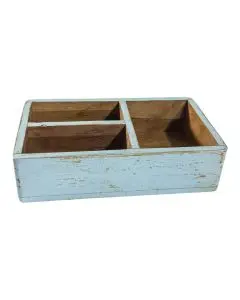 Trækasse genbrugstræ 3-rum - Lyseblå