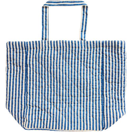 Quiltet Taske - Off White og Blå Striber