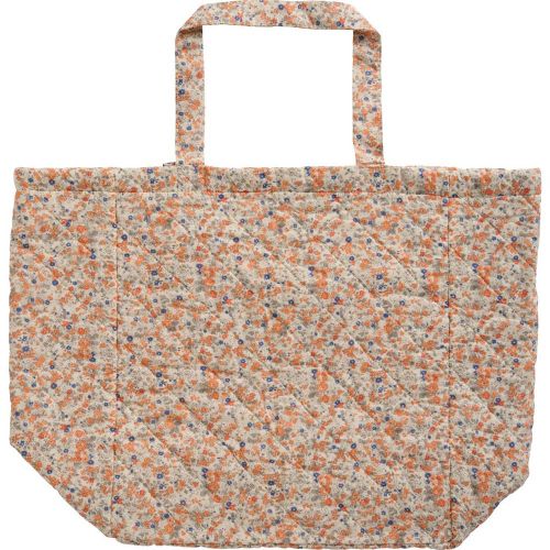 Quiltet Taske - Med Orange og Blå Blomster