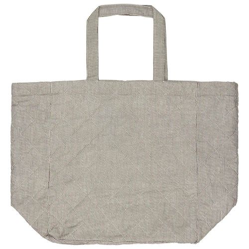 Quiltet Taske - Hvide og Mørkegrå Mælkedrengestriber