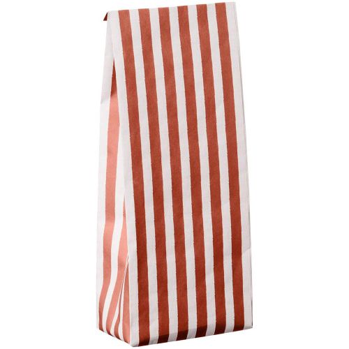 Klodsbundspose røde tekstil-look Striber