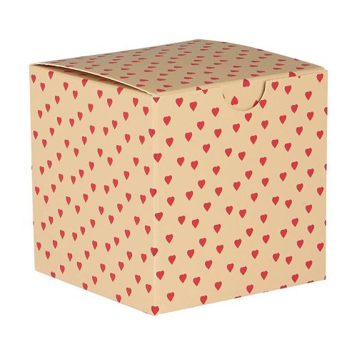 Foldeæske lille m/røde hjerter
