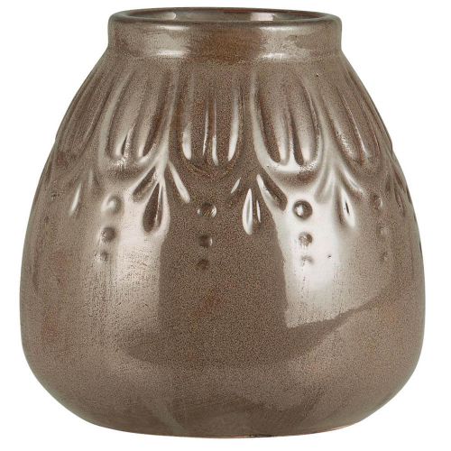 Vase Lea mønstret brun glasur