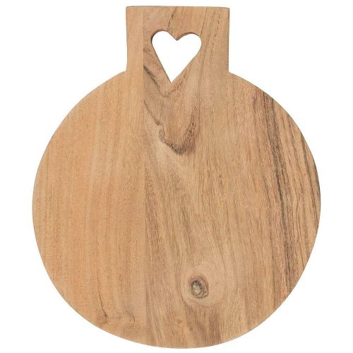 Skærebræt Rund m/hjertehul - Akacietræ