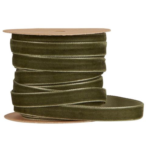 Velourbånd på spole 10 m Mosgrøn
