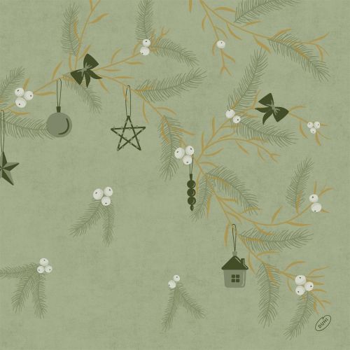 Dunisoft Stofligende Middagsserviet 60stk - Noel Pistachio