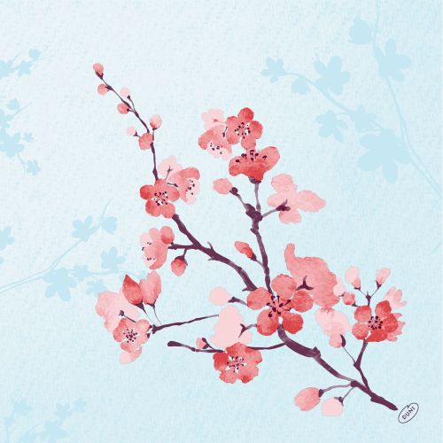 Dunisoft Stofligende Middagsserviet 60stk - Cherry Breeze Blue