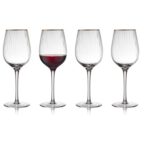 Lyngby Glas Palermo Gold Rødvinsglas 40cl - 4stk