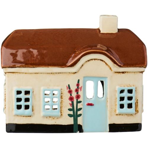 Ib Laursen Hus t/fyrfadslys Ebeltoft Lyseblå Dør Stokroser