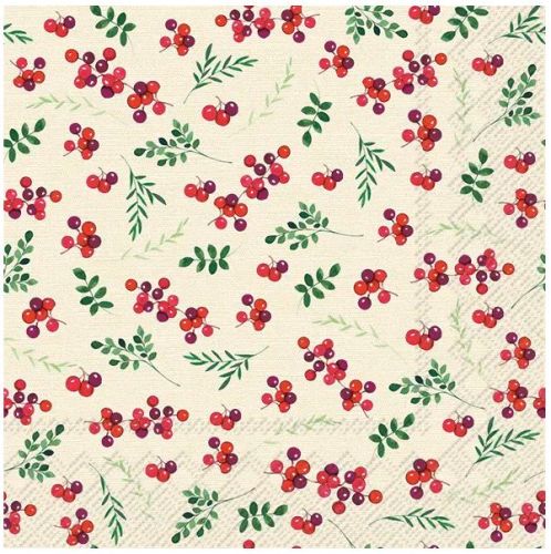 IHR Frokostserviet 3-lags 20stk - Berry Allover Cream