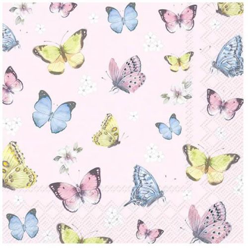 Ihr Frokostserviet 3-lags 20stk - Romantic Butterflies Rose