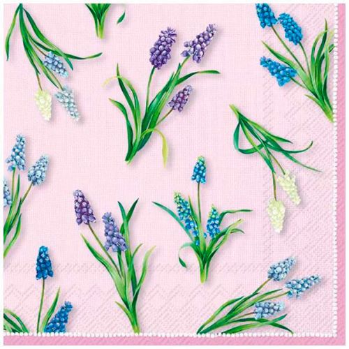 IHR 3-lags Frokostserviet 33x33cm 20stk - Spring Muscari Rose
