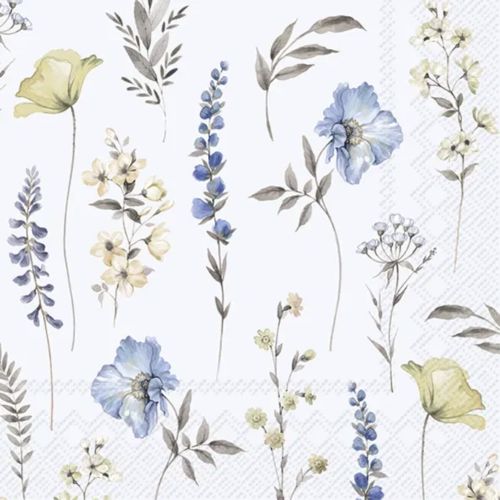 IHR Frokostserviet 3-lags 20stk - Softly Faded Blooms Light Blue