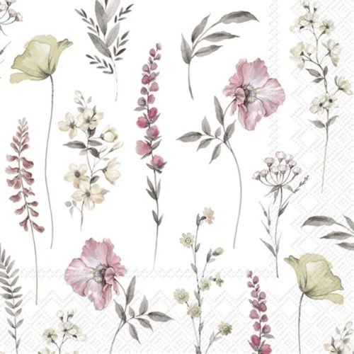 IHR Frokostserviet 3-lags 20stk - Softly Faded Blooms White Rose