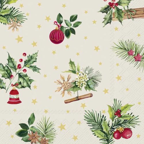 IHR Frokostserviet 3-lags 20stk - Christmas Elements Cream