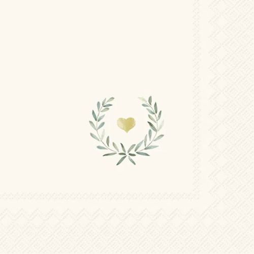 IHR Frokostserviet 3-lags 20stk - Laurel Wreath Heart Cream
