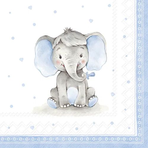 IHR Frokostserviet 3-lags 20stk - Baby Elephant Light Blue