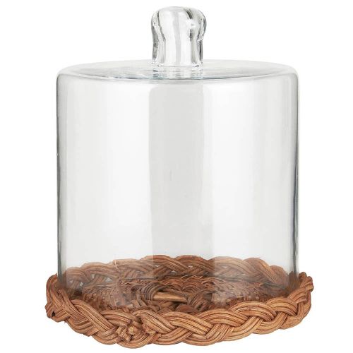 Glasklokke m/rattanbund mundblæst