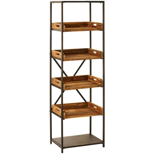 Reol m/5 hylder og aftagelige træbakker Brooklyn