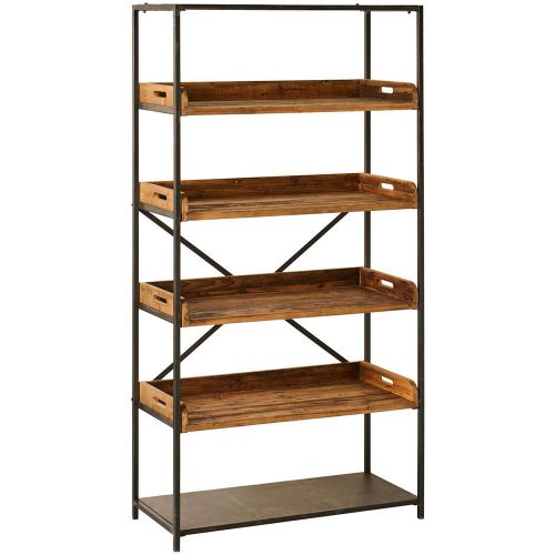 Reol m/5 hylder og aftagelige træbakker Brooklyn