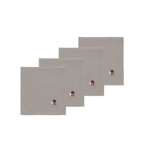 Södahl Christmas Hearts Embroidery Stofservietter 40x40cm 4stk - Mørkerød