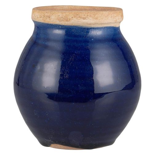 Vase Avignon blå m/naturfarvet kant 