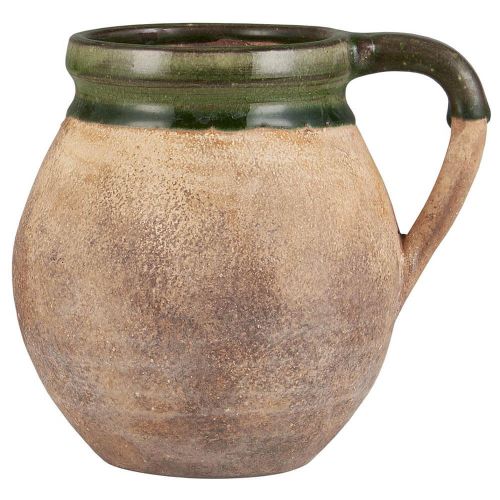 Vase Avignon naturfarvet m/grøn kant